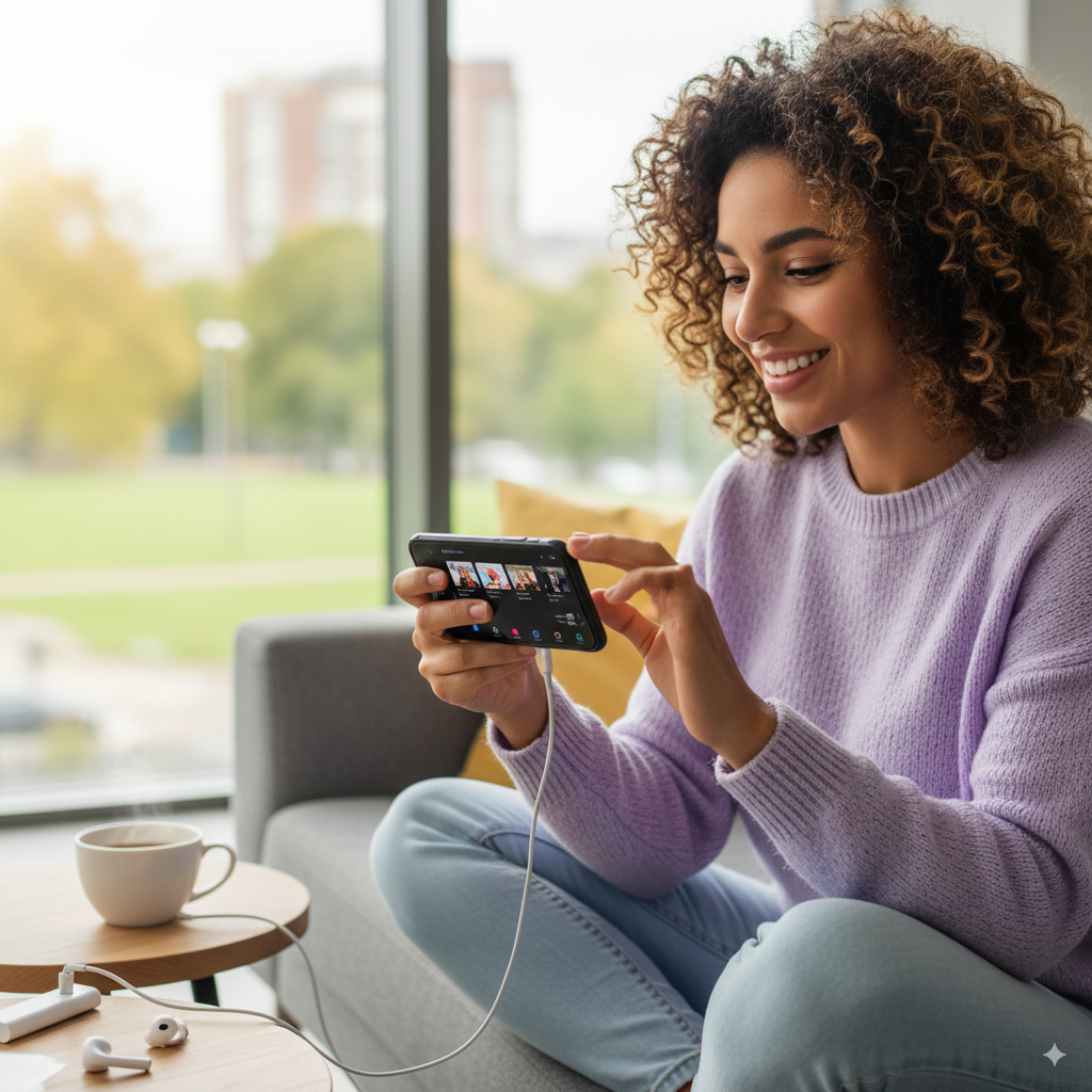 A person using a smartphone with a TikTok video downloader interface.